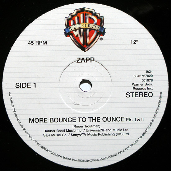 Zapp - More Bounce To The Ounce (Pts. I & II) / Computer Love | Warner Bros. Records (5046727820) - 3