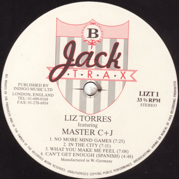 Liz Torres Featuring Master C & J - Can't Get Enough | Jack Trax (LIZ T 1) - 4