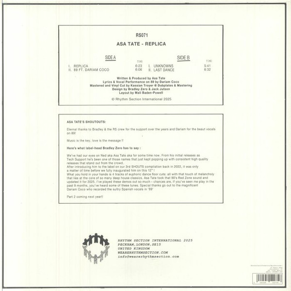 Asa Tate - Replica | Rhythm Section International (RS071) - 2