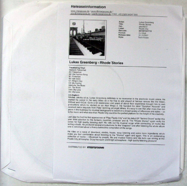 Lukas Greenberg - Rhode'Stories | Plastic City (PLAC052-3) - main Lukas Greenberg - Rhode'Stories | Plastic City (PLAC052-3) - main