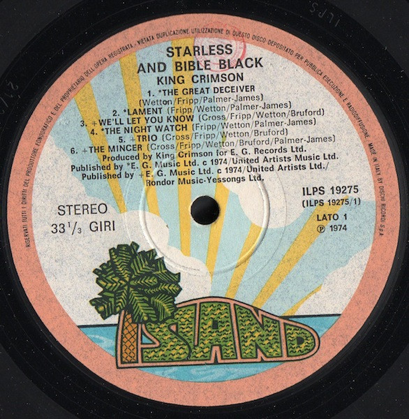 King Crimson - Starless And Bible Black | Island Records (ILPS 19275) - 4