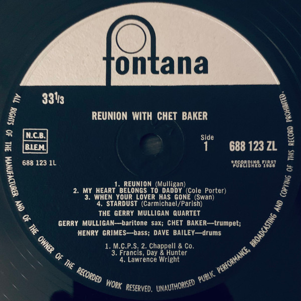 Gerry Mulligan Quartet - Reunion With Chet Baker | Fontana (688 123 ZL) - 3 Gerry Mulligan Quartet - Reunion With Chet Baker | Fontana (688 123 ZL) - 3