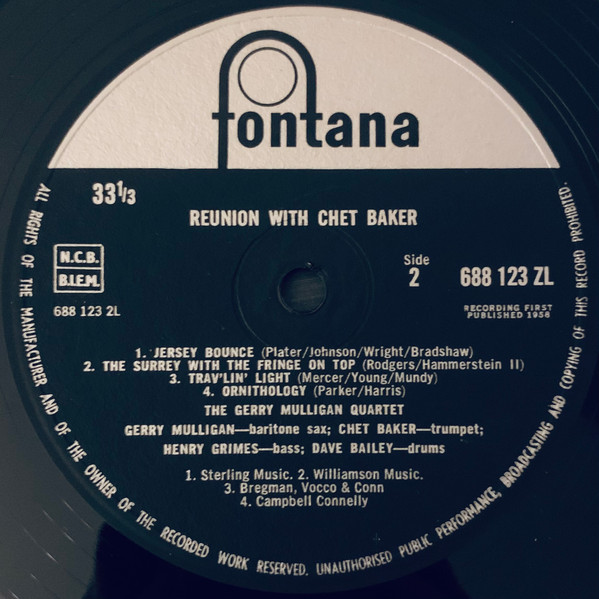 Gerry Mulligan Quartet - Reunion With Chet Baker | Fontana (688 123 ZL) - 4 Gerry Mulligan Quartet - Reunion With Chet Baker | Fontana (688 123 ZL) - 4