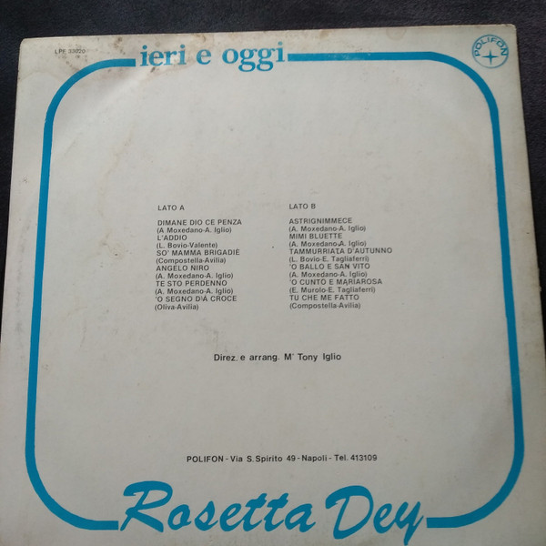 Rosetta Dey - Ieri E Oggi | Polifon (LPF 33020) - 2
