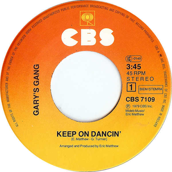 Gary's Gang - Keep On Dancin' | CBS (CBS 7109) - 3