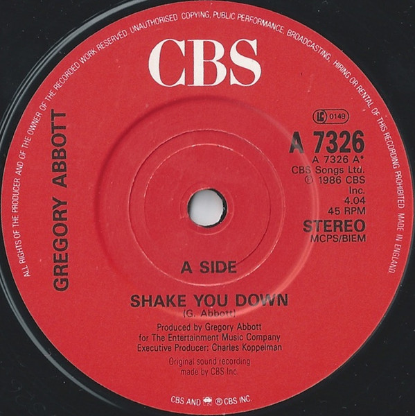 Gregory Abbott - Shake You Down | CBS (A 7326)