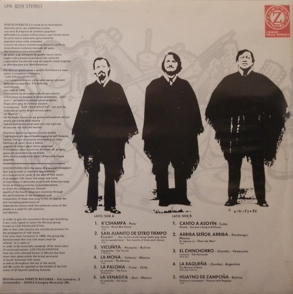 Los Folkloristas - Dal Mexico | I Dischi Dello Zodiaco (VPA 8229) - 2