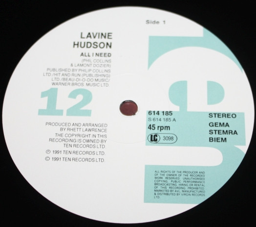 Lavine Hudson - All I Need | 10 Records (614 185)