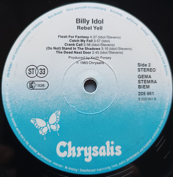 Billy Idol - Rebel Yell | Chrysalis (205 961) - 4