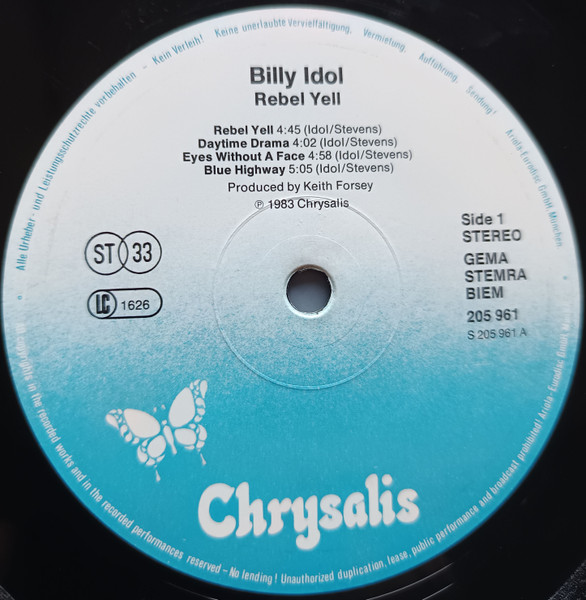Billy Idol - Rebel Yell | Chrysalis (205 961) - 3