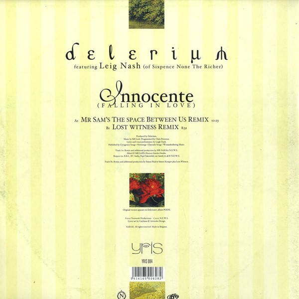 Delerium Featuring Leigh Nash - Innocente (Falling In Love) (Mr Sam / Lost Witness Mixes) | Yris (YRIS 004) - 2 Delerium Featuring Leigh Nash - Innocente (Falling In Love) (Mr Sam / Lost Witness Mixes) | Yris (YRIS 004) - 2