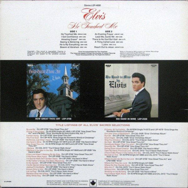 Elvis Presley - He Touched Me [Vinyl] | RCA Victor (LSP-4690) - 2