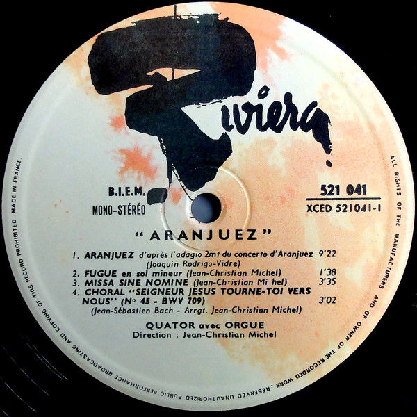 Jean-Christian Michel - Quatuor Avec Orgue - Aranjuez | Riviera (521 041) - 3
