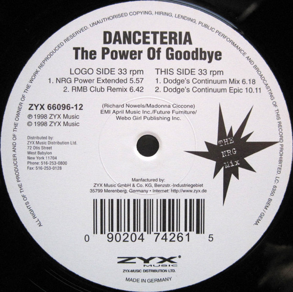 Danceteria - The Power Of Goodbye | ZYX Music (ZYX 66096-12)