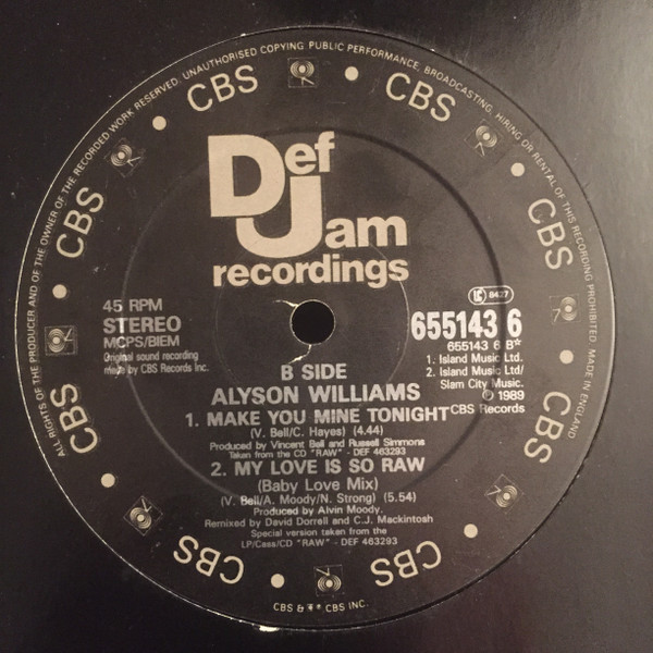 Alyson Williams - I Need Your Lovin' | Def Jam Recordings (655143 6) - 2