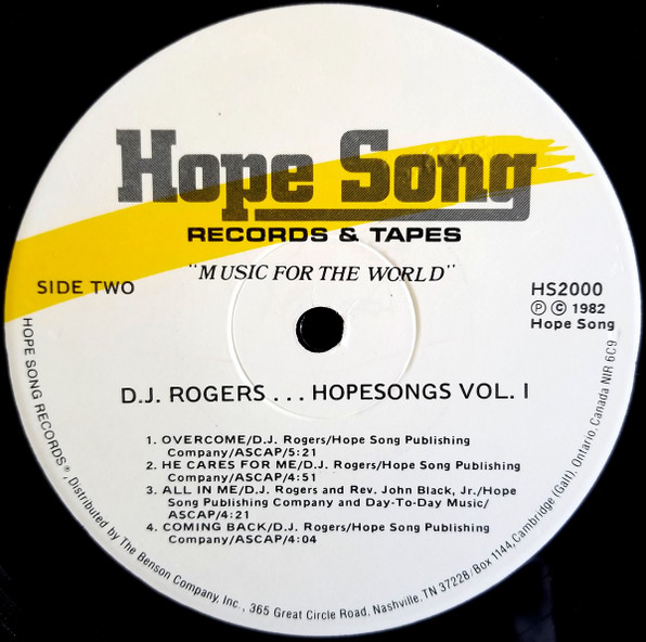 D. J. Rogers - Hope Songs Vol. I | Hope Song Records & Tapes (HS2000) - 4 D. J. Rogers - Hope Songs Vol. I | Hope Song Records & Tapes (HS2000) - 4
