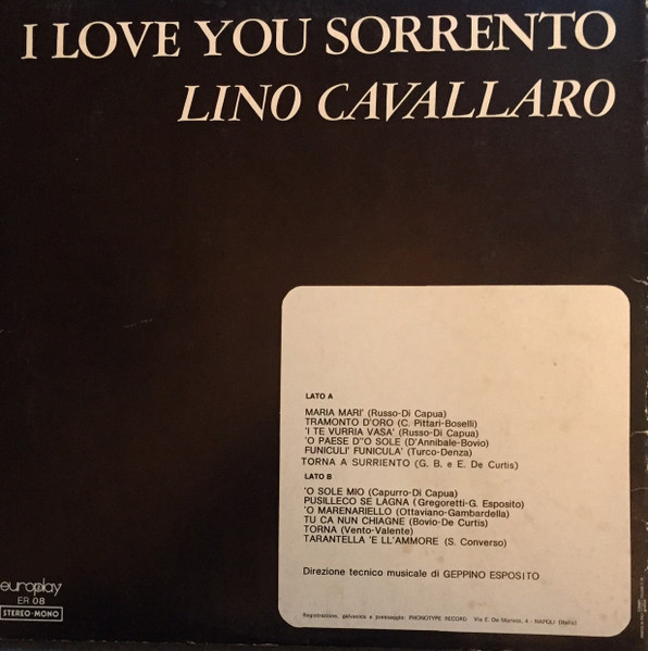 Lino Cavallaro - Love You Sorrento | Europlay (ER 08) - 2