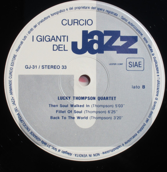 Lucky Thompson , Cedar Walton , Sam Jones , Louis Hayes - I Giganti Del Jazz Vol. 31 | Curcio (GJ-31) - 4