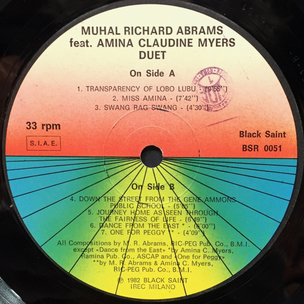 Muhal Richard Abrams Feat. Amina Claudine Myers - Duet | Black Saint (BSR 0051) - 4