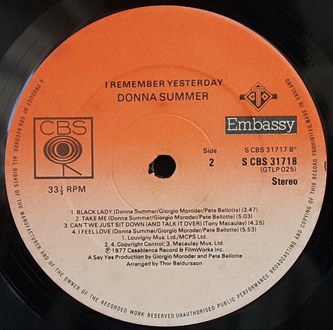 Donna Summer - I Remember Yesterday | CBS (CBS 31718) - 4 Donna Summer - I Remember Yesterday | CBS (CBS 31718) - 4