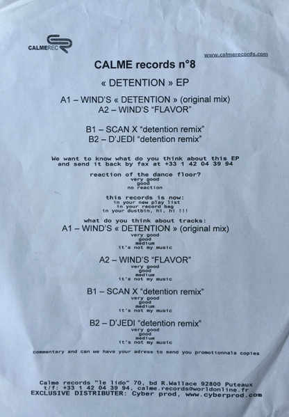 Winds - Detention EP | Calme Records (CR 008) - 2