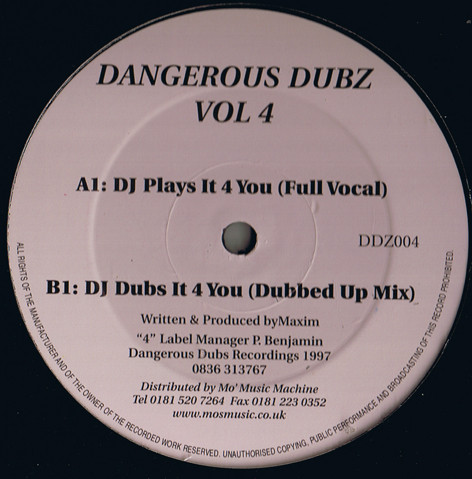 Maxim Sinclair - Dangerous Dubz Vol 4 | Dangerous Dubz (DDZ004) - main Maxim Sinclair - Dangerous Dubz Vol 4 | Dangerous Dubz (DDZ004) - main