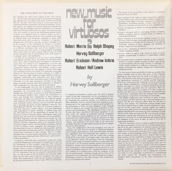 Robert Erickson / Andrew Imbrie / Robert Hall Lewis / Robert Morris / Ralph Shapey / Harvey Sollberger - New Music For Virtuosos 2 | New World Records (NW 254) - 2 Robert Erickson / Andrew Imbrie / Robert Hall Lewis / Robert Morris / Ralph Shapey / Harvey Sollberger - New Music For Virtuosos 2 | New World Records (NW 254) - 2