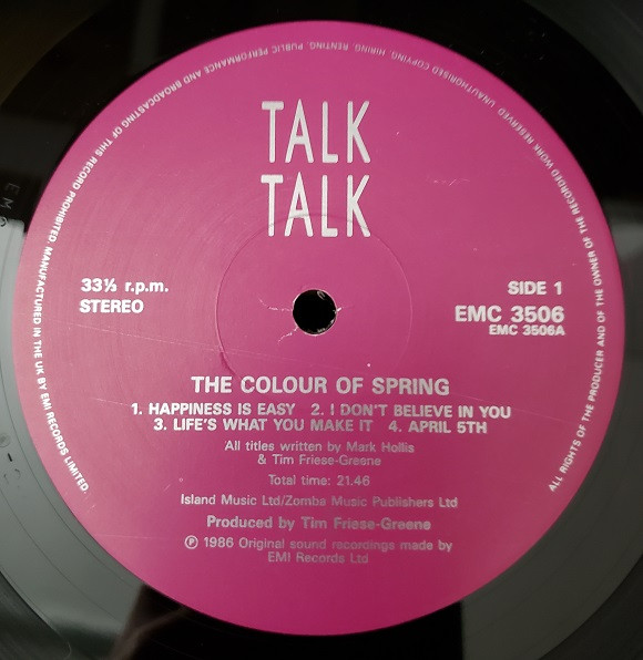 Talk Talk - The Colour Of Spring | EMI (EMC 3506) - 3 Talk Talk - The Colour Of Spring | EMI (EMC 3506) - 3