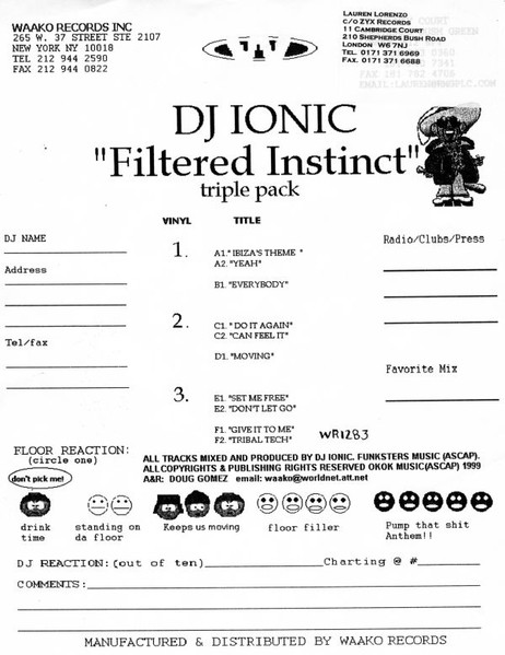 DJ Ionic - Filtered Instinct / Triple Pack Album | Waako Records (WR 1283) - main