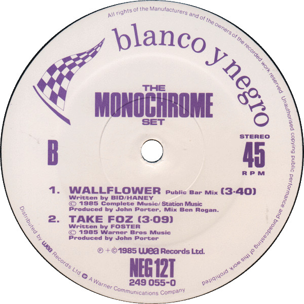 The Monochrome Set - Wallflower | Blanco Y Negro (NEG12T) - 3