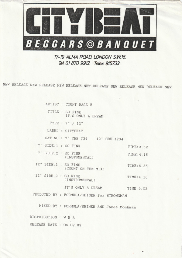 Count Bass-E - So Fine | City Beat (CBE 1234) - 5