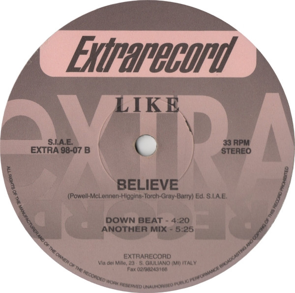 Like - Believe | Extrarecord (EXTRA 98-07) - main