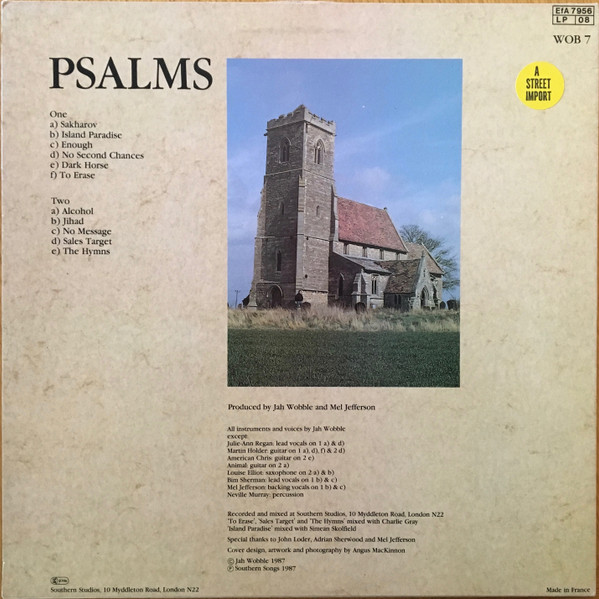 Jah Wobble - Psalms | Wob Records (WOB 7) - 2 Jah Wobble - Psalms | Wob Records (WOB 7) - 2