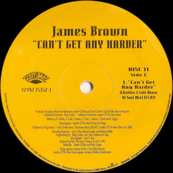 James Brown - Can't Get Any Harder | Scotti Bros. Records (72392 75352-1) - 5