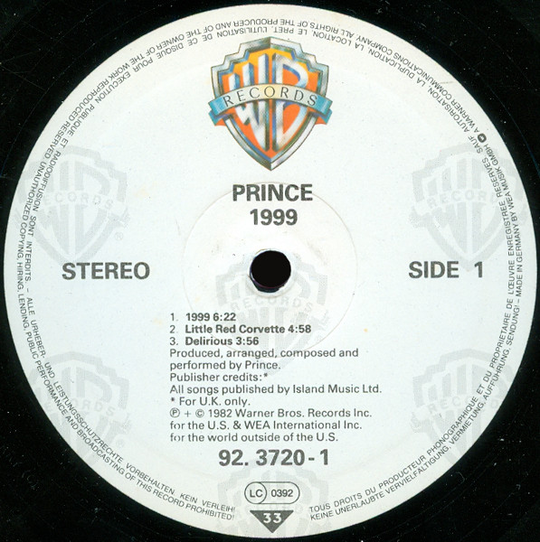 Prince - 1999 | Warner Bros. Records (92.3720-1)