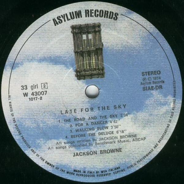 Jackson Browne - Late For The Sky | Asylum Records (W 43007) - 4