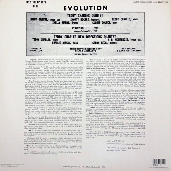 Teddy Charles / Shorty Rogers / Jimmy Giuffre / Charles Mingus / Shelly Manne - Evolution | Original Jazz Classics (OJC-1731) - 2