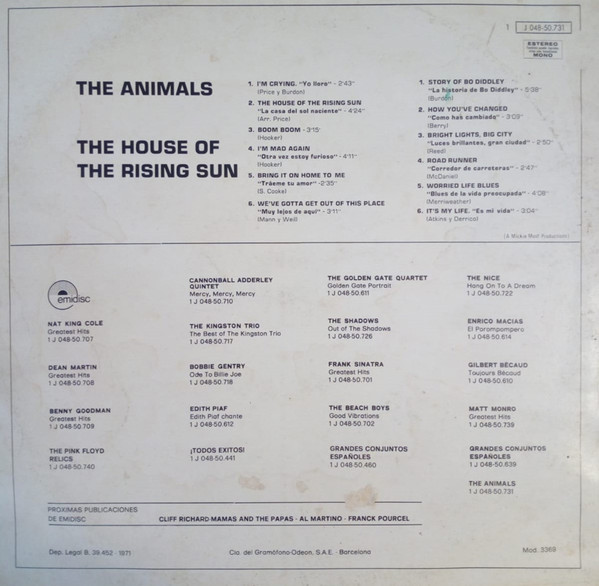 The Animals - House Of The Rising Sun | Emidisc (1 J 048-50.731) - 2 The Animals - House Of The Rising Sun | Emidisc (1 J 048-50.731) - 2