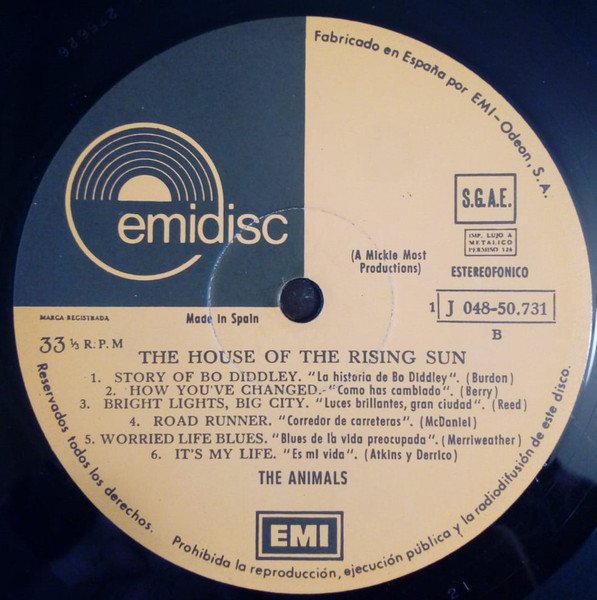 The Animals - House Of The Rising Sun | Emidisc (1 J 048-50.731) - 4 The Animals - House Of The Rising Sun | Emidisc (1 J 048-50.731) - 4