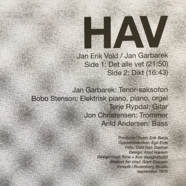 Jan Erik Vold / Jan Garbarek - Hav | Norske Albumklassikere (NALP083) - 3