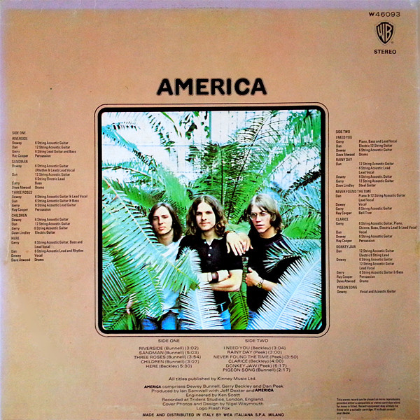 America - America | Warner Bros. Records (W 46093) - 2