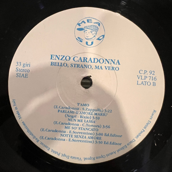Enzo Caradonna - Bello, Strano, Ma Vero | MEA Sound (VLP 716) - 4 Enzo Caradonna - Bello, Strano, Ma Vero | MEA Sound (VLP 716) - 4