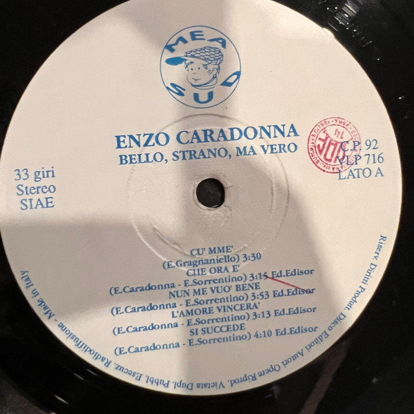 Enzo Caradonna - Bello, Strano, Ma Vero | MEA Sound (VLP 716) - 3 Enzo Caradonna - Bello, Strano, Ma Vero | MEA Sound (VLP 716) - 3