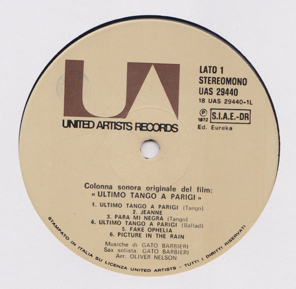 Gato Barbieri - Ultimo Tango A Parigi | United Artists Records (UAS 29440) - 3 Gato Barbieri - Ultimo Tango A Parigi | United Artists Records (UAS 29440) - 3