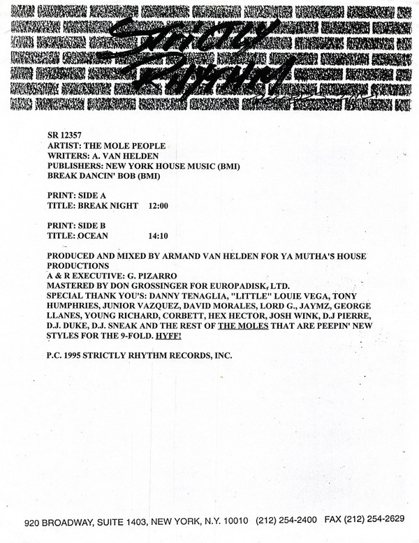 The Mole People - Break Night | Strictly Rhythm (SR12357) - 2