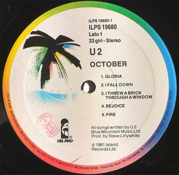 U2 - October | Island Records (ILPS 19680) - 3