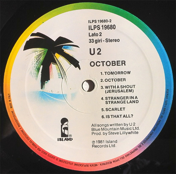 U2 - October | Island Records (ILPS 19680) - 4
