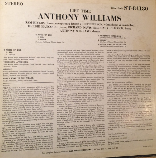 Anthony Williams - Life Time | Blue Note (BST 84180) - 2 Anthony Williams - Life Time | Blue Note (BST 84180) - 2