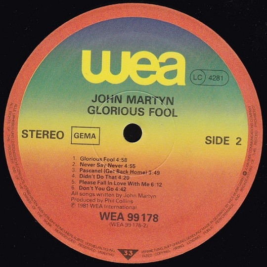 John Martyn - Glorious Fool | WEA (WEA 99178) - 2 John Martyn - Glorious Fool | WEA (WEA 99178) - 2