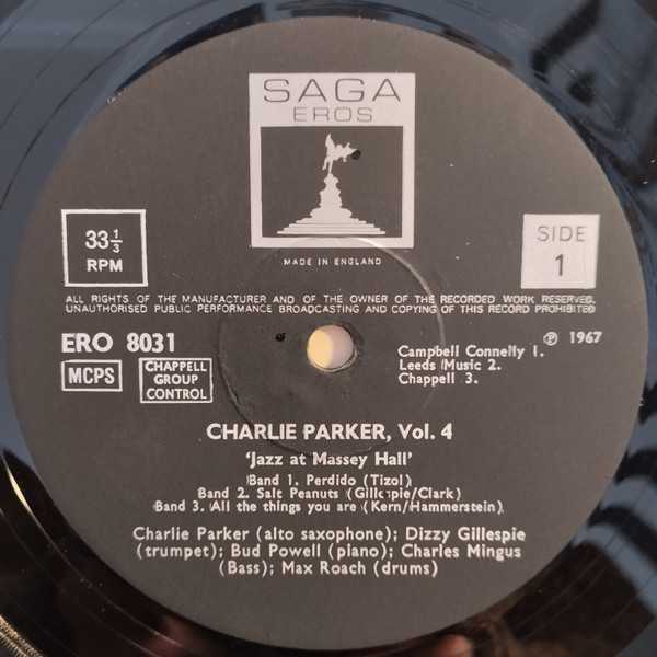 Charlie Parker - Vol 4 'Jazz At Massey Hall' | Saga Eros (ERO 8031) - 3 Charlie Parker - Vol 4 'Jazz At Massey Hall' | Saga Eros (ERO 8031) - 3
